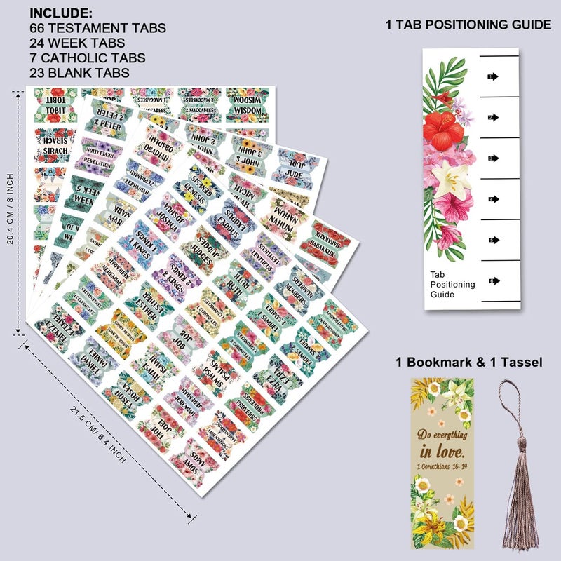 Cualfec Bible Index Tabs New & Old Testament Tabs Matte Laminated Floral Design - 122 Pcs (Floral) - Image 2
